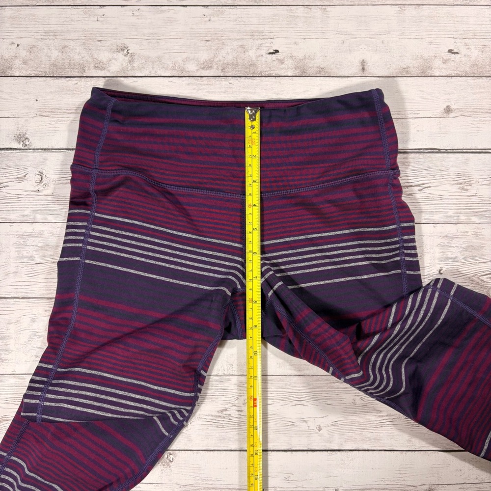 Athleta Striped High Rise Leggings Purple Burgundy Grey Small 349333-01 FA16 - Picture 7 of 11